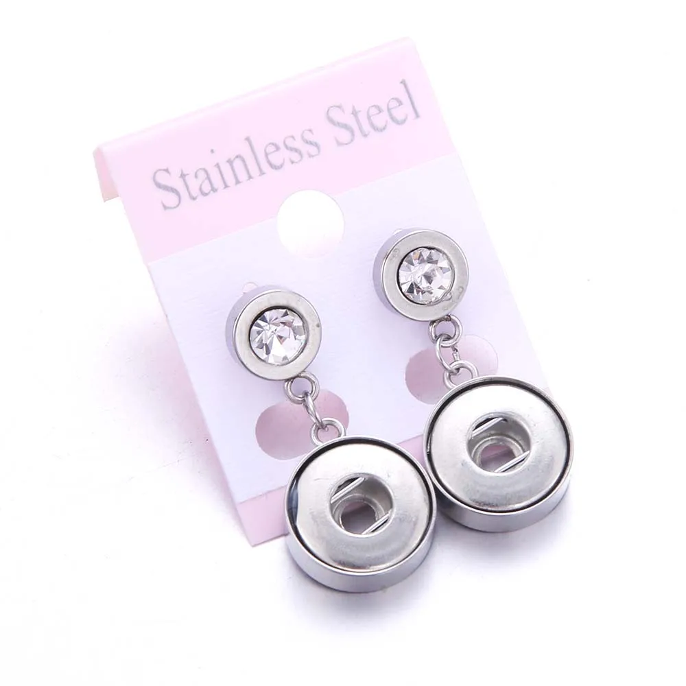 Snap Jewelry Earrings Stainless Steel 12mm Snap Button Earrings Hollow Out Water Drop Mini 12 mm snap earring charm Buttons