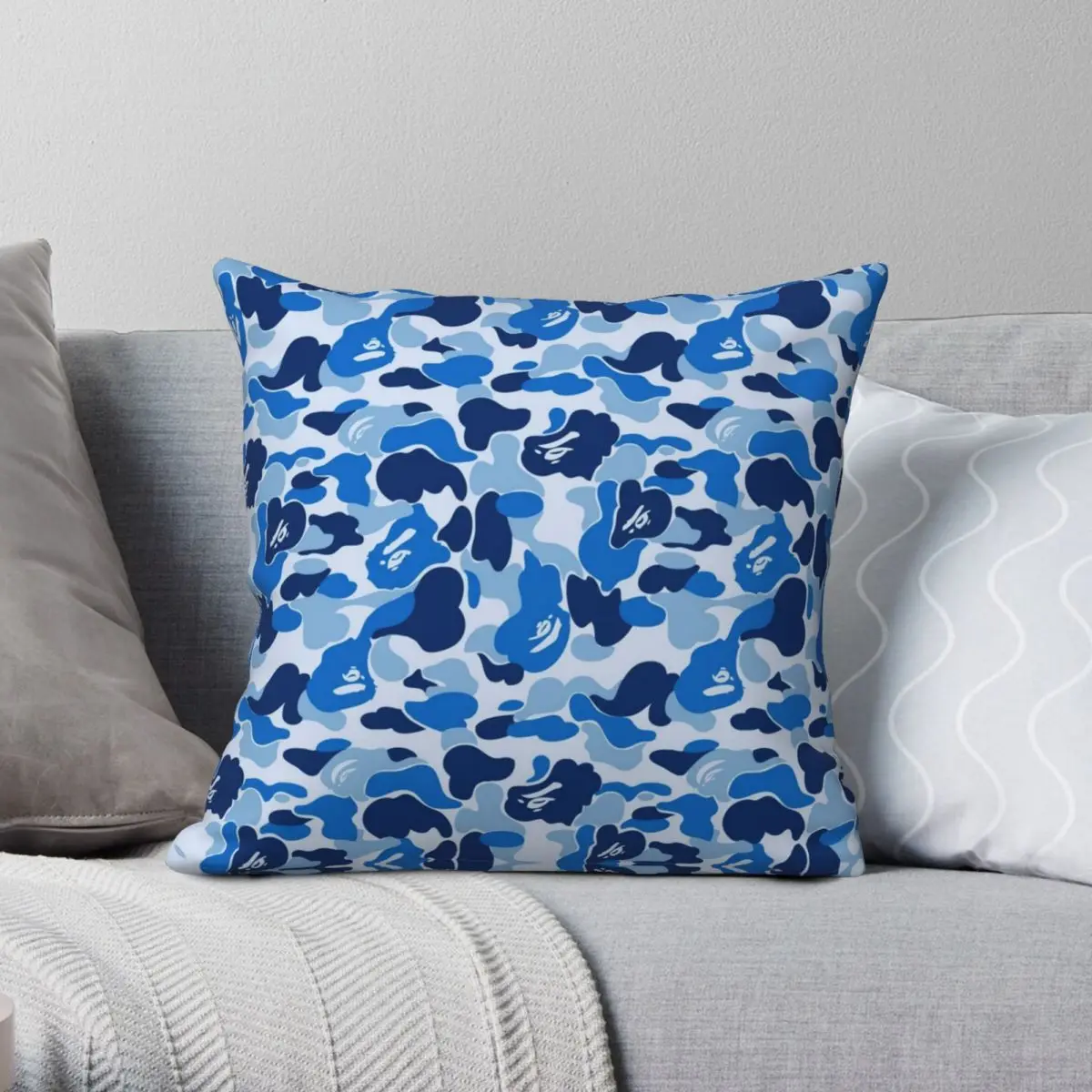 

Camo Camouflage Blue Square Pillowcase Polyester Velvet Linen Printed Zip Decor Pillow Case Home Cushion Cover Wholesale 18"