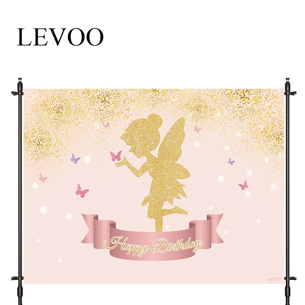 LEVOO New Photo Backdrop Elves Banners Golden Birthday Butterfly Background Nature Photocall Photo Studio Shoot Prop