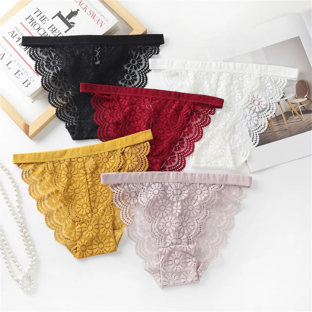 Lace Panties for Women Girls Underwear Hollow Out Ladies Briefs Soft Elastic Sexy Underpants Mid Waist Seamless Female Lingerie