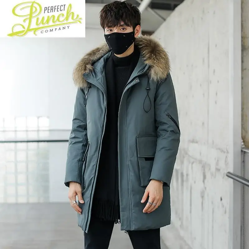 Áo Khoác Thu Đông Hàn Quốc Xuống Nam Parkas Làm Dày Ấm Áo Khoác Gấu Trúc Cổ Lông Áo Khoác Nữ Chaqueta Hombre Invierno WPY1215