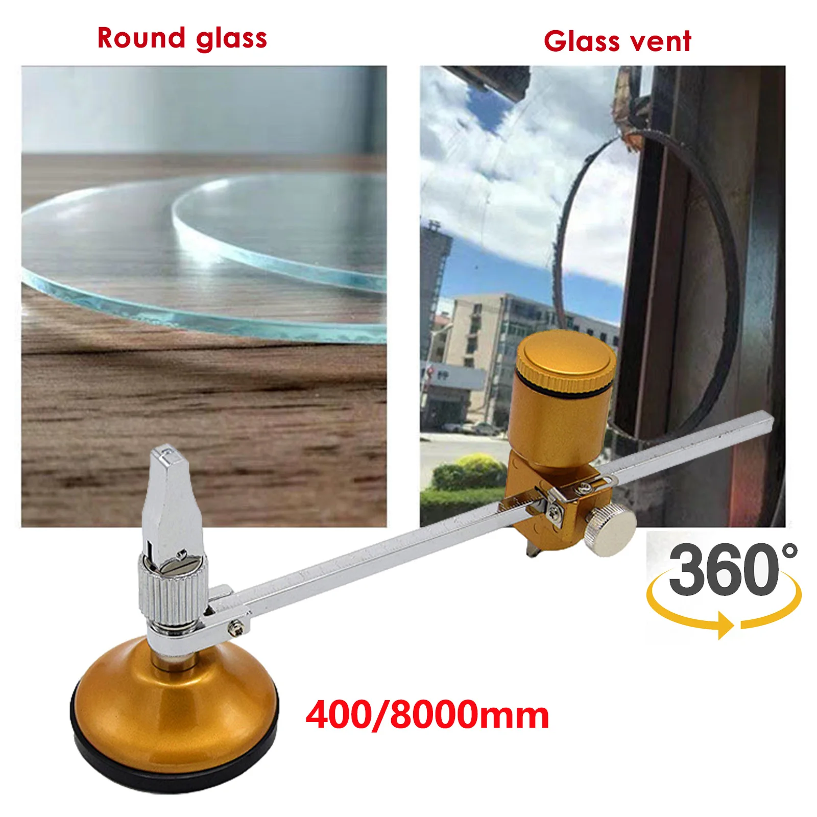 

400/800 mm Professional Glass Cutter Circle Diameter Compasses Circular Cutting with Suction Cup Glass Bottle Cutter Cutting Too