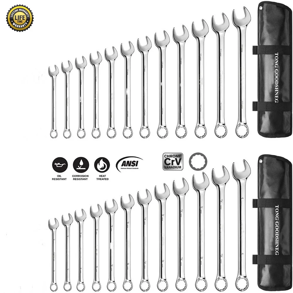 20PCS Combination Wrench Set Metric,6-25MM Ratchet Spanner Universal Ratcheting Wrench,Car Repair Hand Tools,With Gifts Bags