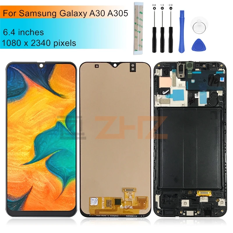 

OLED For Samsung galaxy A30 lcd 2019 a305 Touch Screen Digitizer Assembly A305/DS A305F A305A with frame repair parts