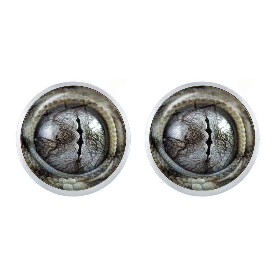 Animal Eyes Dragon Snake Owl Cat Tiger Eyes 12mm Glass Cabochon Stud Earrings Handmade Jewelry For Women Girls Gift