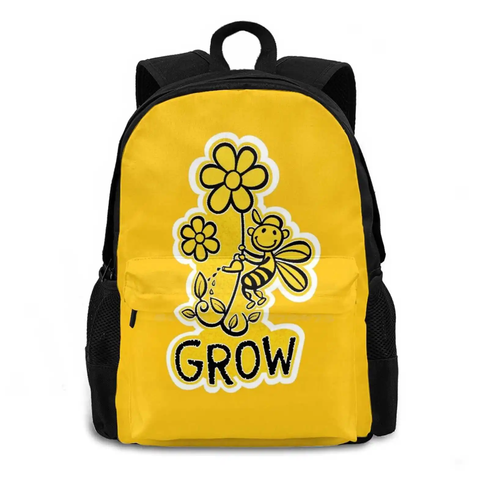 Beesty Grow-For Fashion Travel Laptop School Backpack Bag Ken Rinkel Beesty Grow Rinkel Bee Flower Water Watering Can Happy