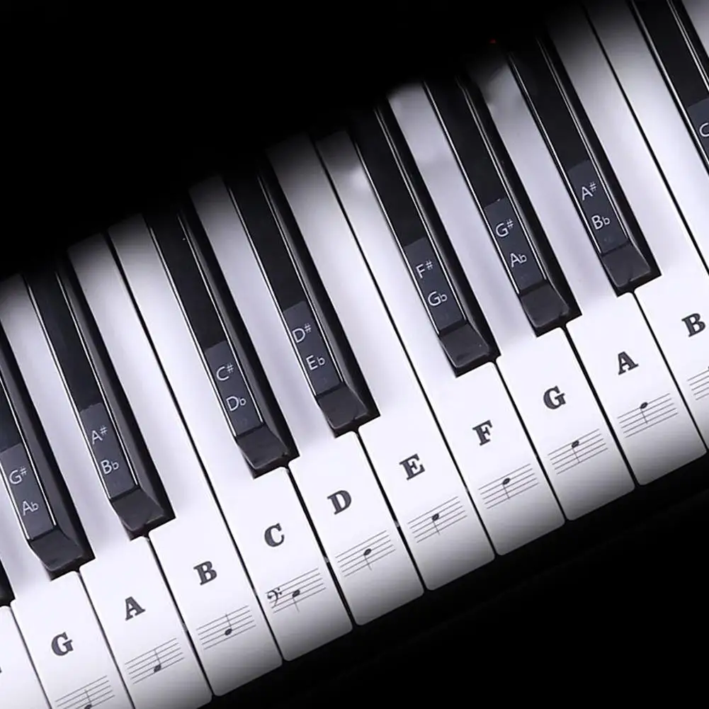 88 Keys Electronic Keyboard Piano Sticker Transparent Non-glue Piano Keyboard Sticker Music Notes Piano Learning Pratice Aids