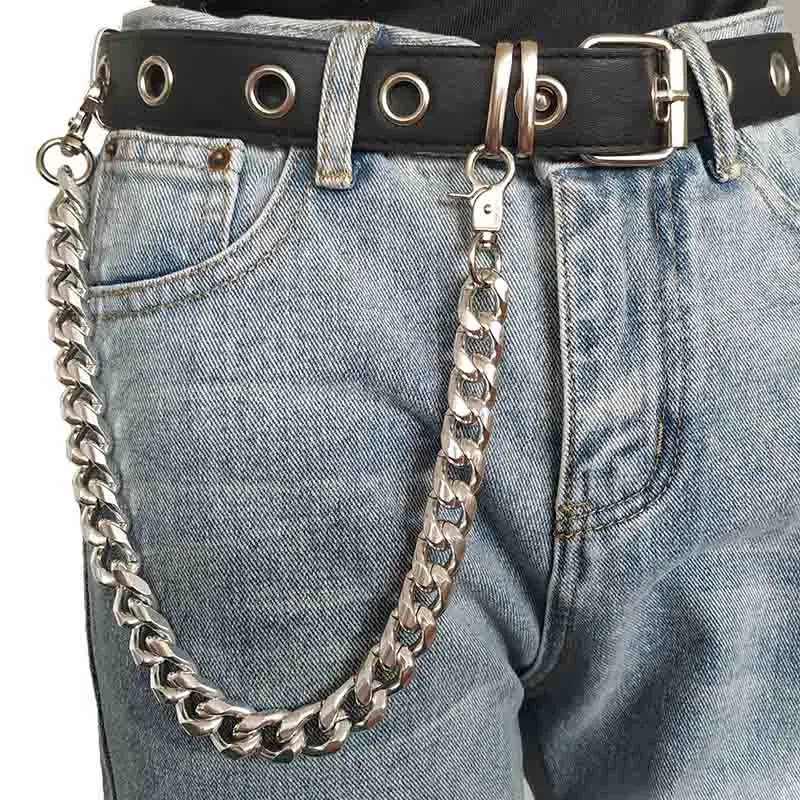 Fashion Punk Hip-hop Trendy Leather Belts Waist Chain Male Pants Chain Men women Jeans Silver Metal Clothing Accessories