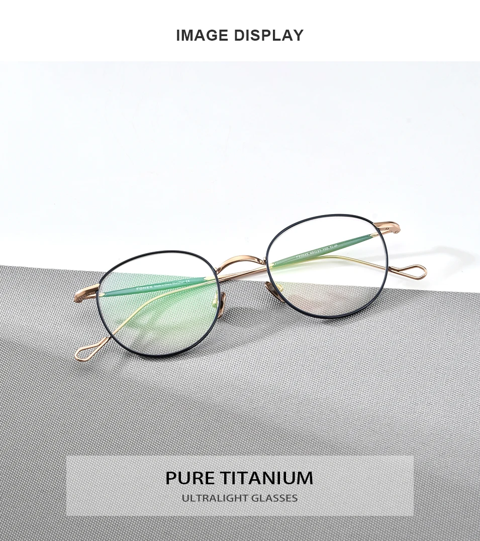 FONEX Titan Brillengestell Damen Markendesign Vintage Runde Brillengestell Herren Japanische Brillen Ultraleichte Brille 85645 – Detail 1