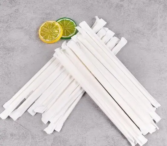 

Individually Paper Wrapped Paper Straws Solid Plain White Black Brown Party Drinking Restaurant Coffee Bar Straw