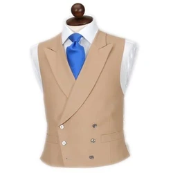 Double Breasted Men Vests for Wedding Tuxedo with Peaked Lapel Wasit Coat Slim fit Single one Piece Custom Waistcoat New Fashion