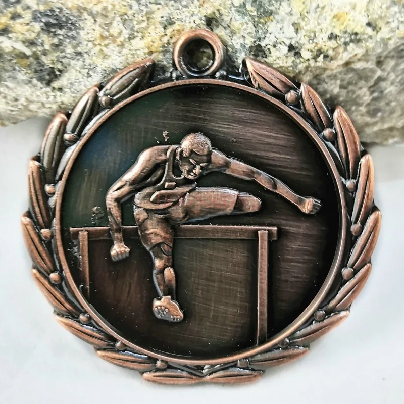 Men's Hurdle Games Contest Medal Commemorative Gold Bronze School Factory Activities 2021