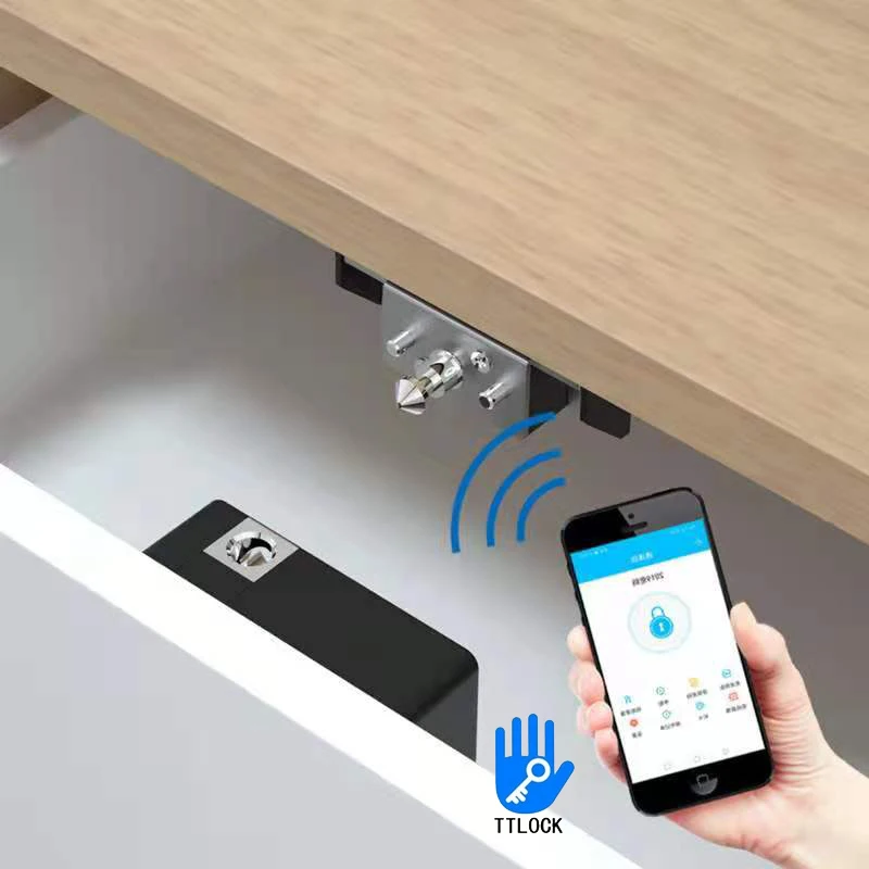 TTLock App Unlock Intelligent Smart Cabinet Lock Invisible Electronic Card Hidden Keyless Drawer Locker Wardrobe Cabinet Lock