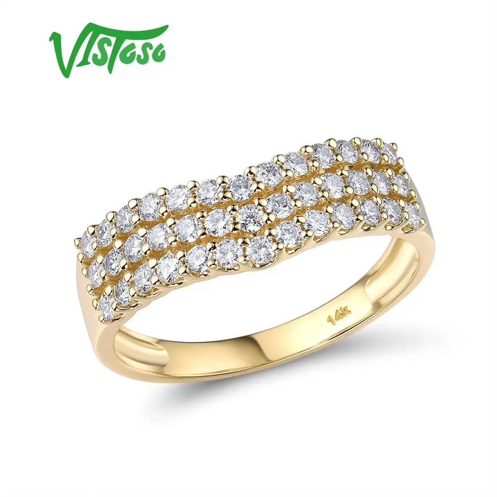 

Женское золотое кольцо с бриллиантами VISTOSO, желтое золото 14 к 585 пробы, со сверкающими бриллиантами, классическое кольцо обещания, ювелирные украшения из драгоценных камней для помолвки, юбилея вечерние НКИ