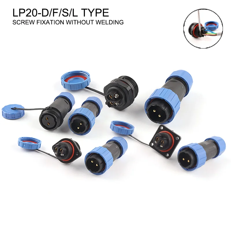 LP/SP20 IP68 Waterproof Connector Aviation plug&socket Male Female Cable Connectors Set 2-7 Pin Solderless Quick WIRE Connection