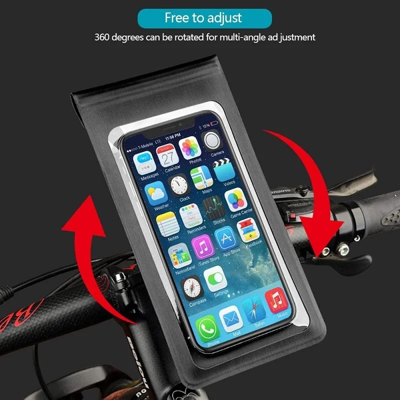 360° Rotation Waterproof Bicycle Phone Bag Case Touch Screen Bike Handlebar Phone Holder Motorcycle Rearview Mirror Phone Stands