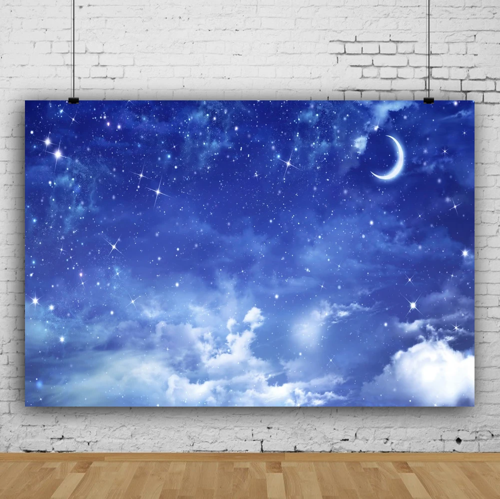 Yeele Mặt Trăng Sao Thiên Thạch Nhiều Mây Trên Bầu Trời Đêm Con Bé Photophy Phông Nền Custome Vinyl Chụp Ảnh Nền Cho Studio Ảnh