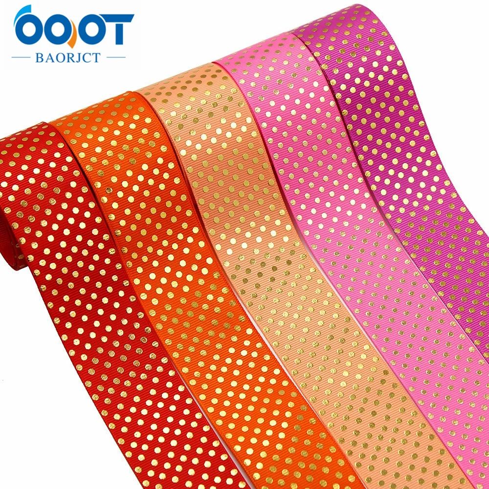 Solid Color Dots Geometric Hot Stamping Grosgrain Ribbons,38MM,10Yards Bow Cap DIY Accessories Decorations M-21112-36