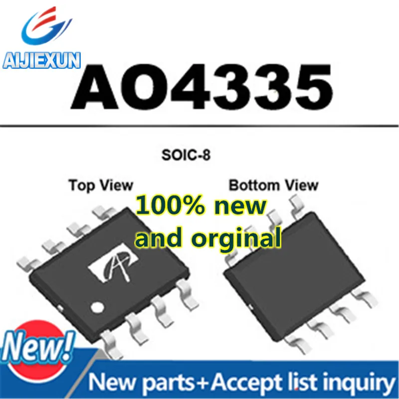 10 peças 100% novo e original sop-8 a04335 ao4335 mos p-channel mosfet grande estoque