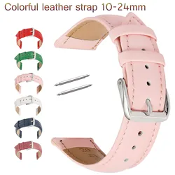 Candy Colors Plain Weave Genuine Leather Strap 12mm 14mm 16mm 18mm 20mm 22mm 24mm Watch Band Women Men Watchbands For Watch