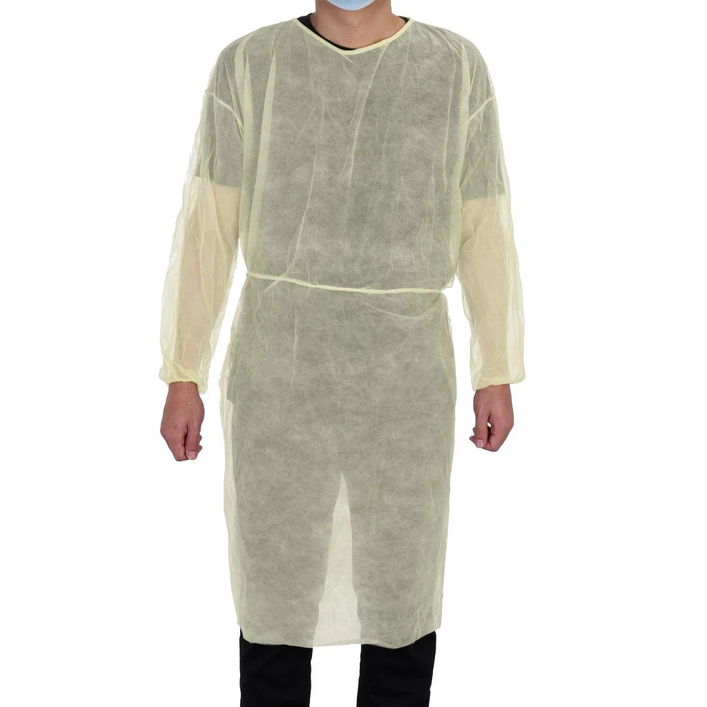 Yellow 10/100PCS disposable protective isolation suit anti-oil and anti-greasy nurse suit anti-fog nursing suit