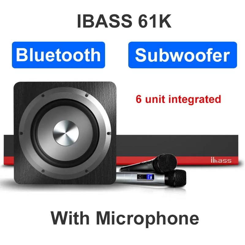 

Bluetooth Soundbar IBASS 61K Speaker Subwoofer Microphone Surround sound home theater Bluetooth Speaker USB AUX optical Coaxial