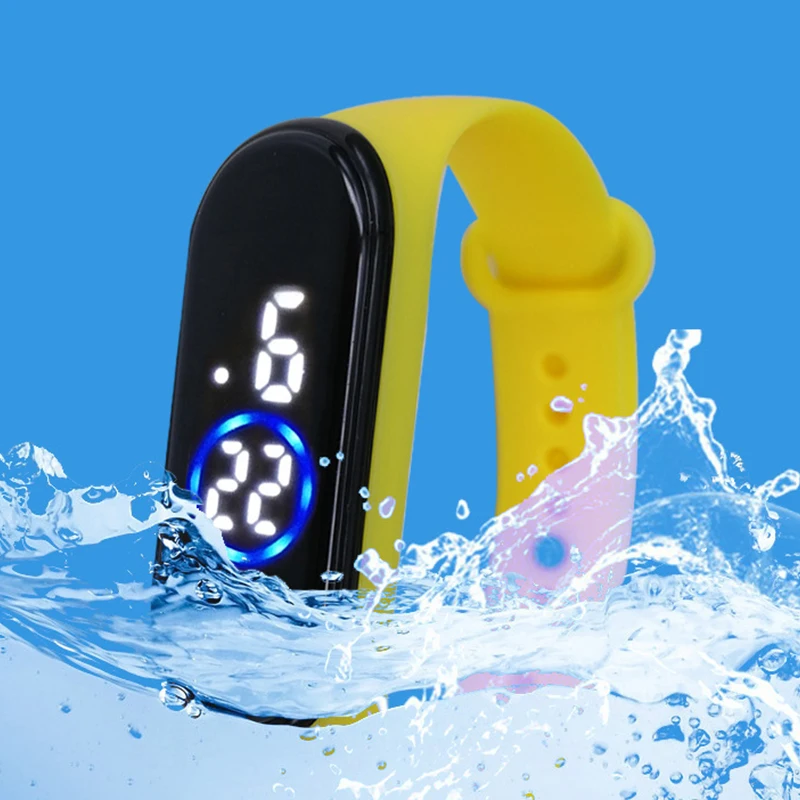 Reloj deportivo para niños y niñas, pulsera Digital Led ultraligera con correa de silicona, resistente al agua, Unisex