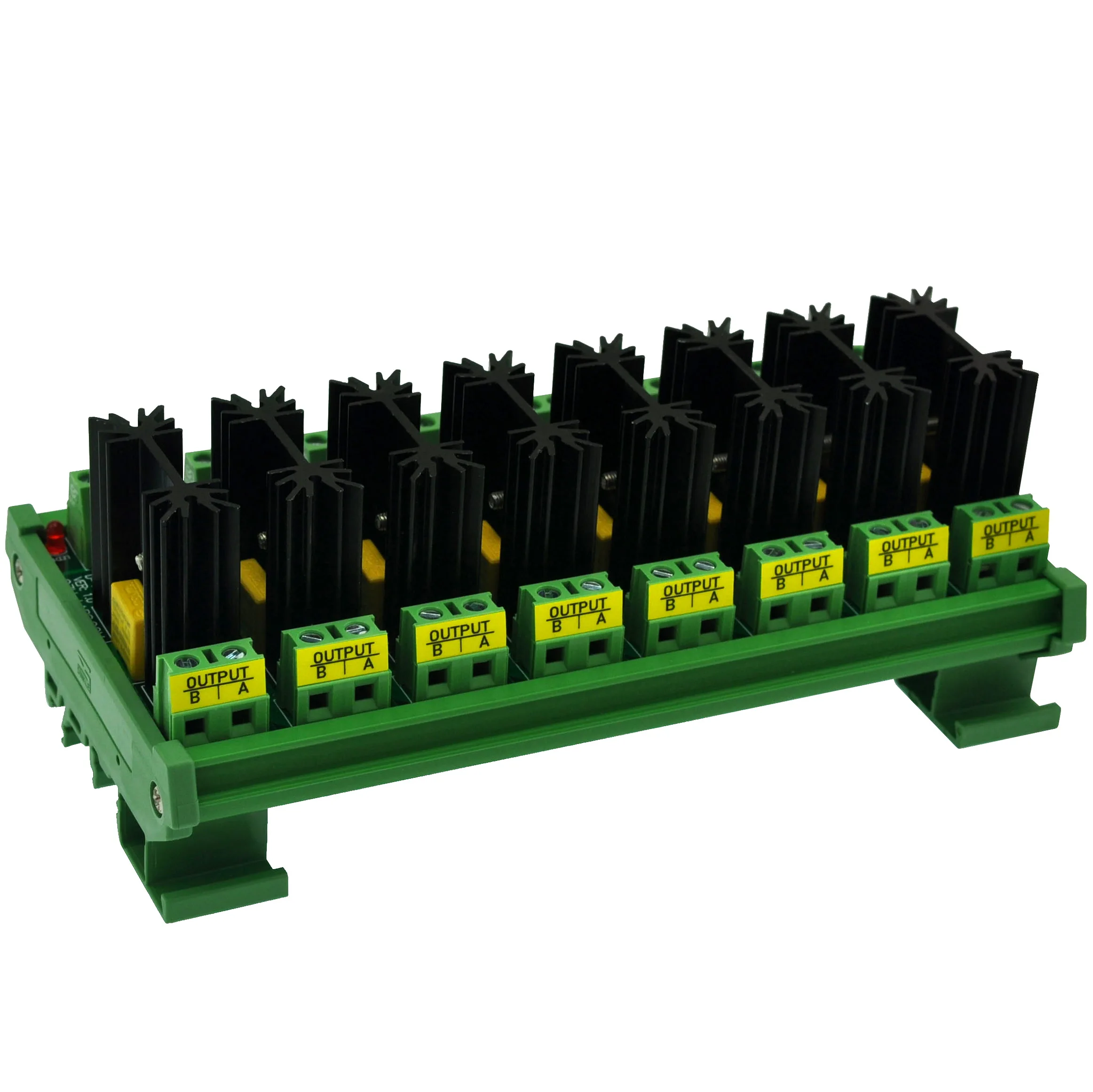 CZH-LABS DIN Rail Mount 8 Amp Solid State Relay SSR Module, in 4~32VDC, Out 100~240VAC. (8 Channels)