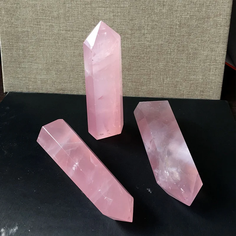 

Natural Rock Rose Quartz Crystal Stones Healing Pure Color Obelisk Wand Pink Mineral Stone