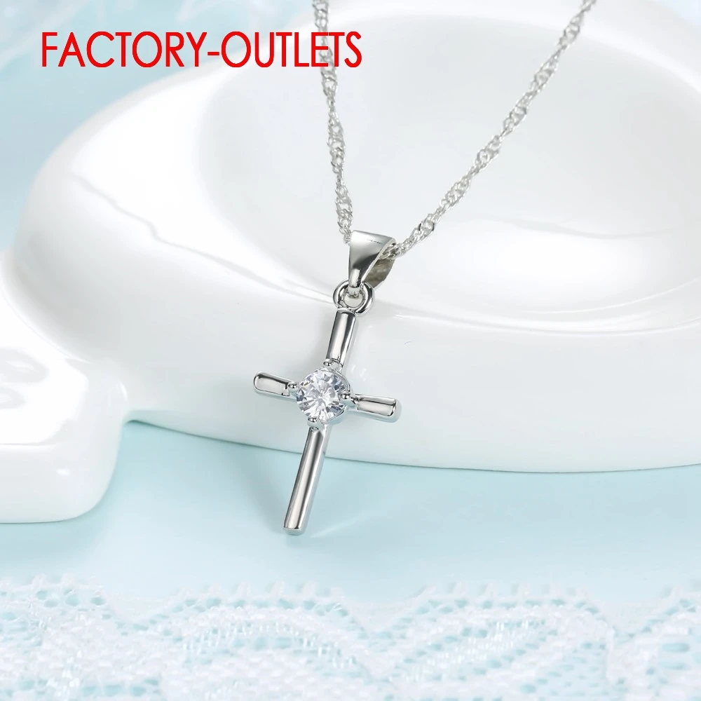 925 Sterling Silver Needle Necklaces Earrings Cross Shape Classic Fashion Jewelry Set CZ Cubic Zirconia Party Unisex Wholesale