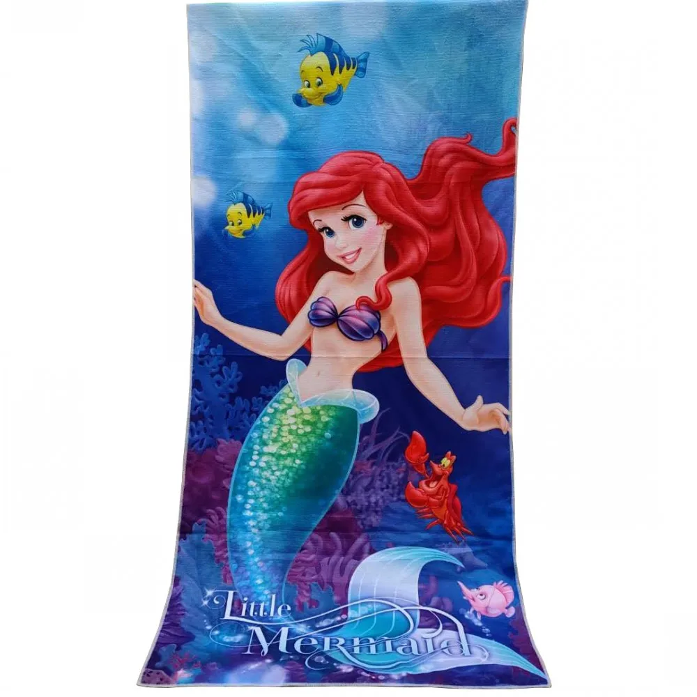 

2023 Disney Cartoon Cute Mermaid Princess White Snow Microfibre Home Baby Bath Beach Towel Gift Children Swimming Towel 70X140cm