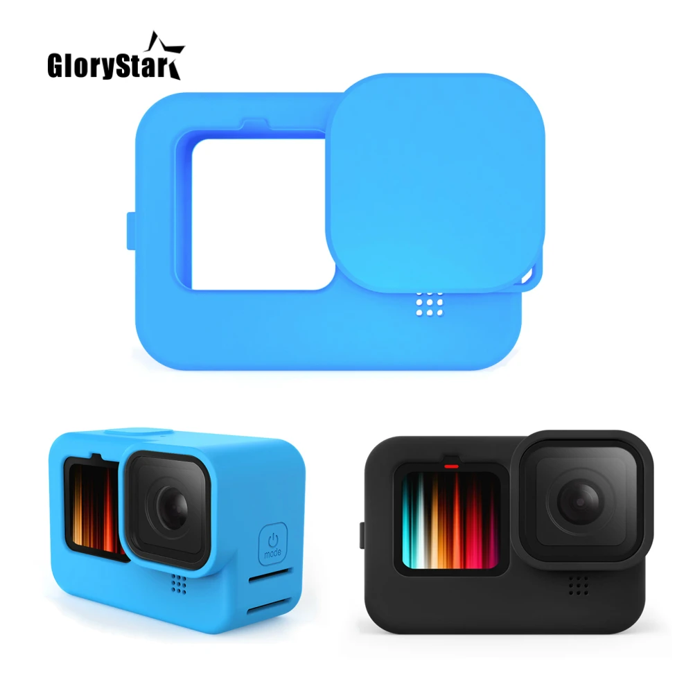 2in1 For GoPro Hero 9 Black Case Silicone Camera Body Cover +Protective Silicone Lens Cap for go pro 9 Action Camera Accessories