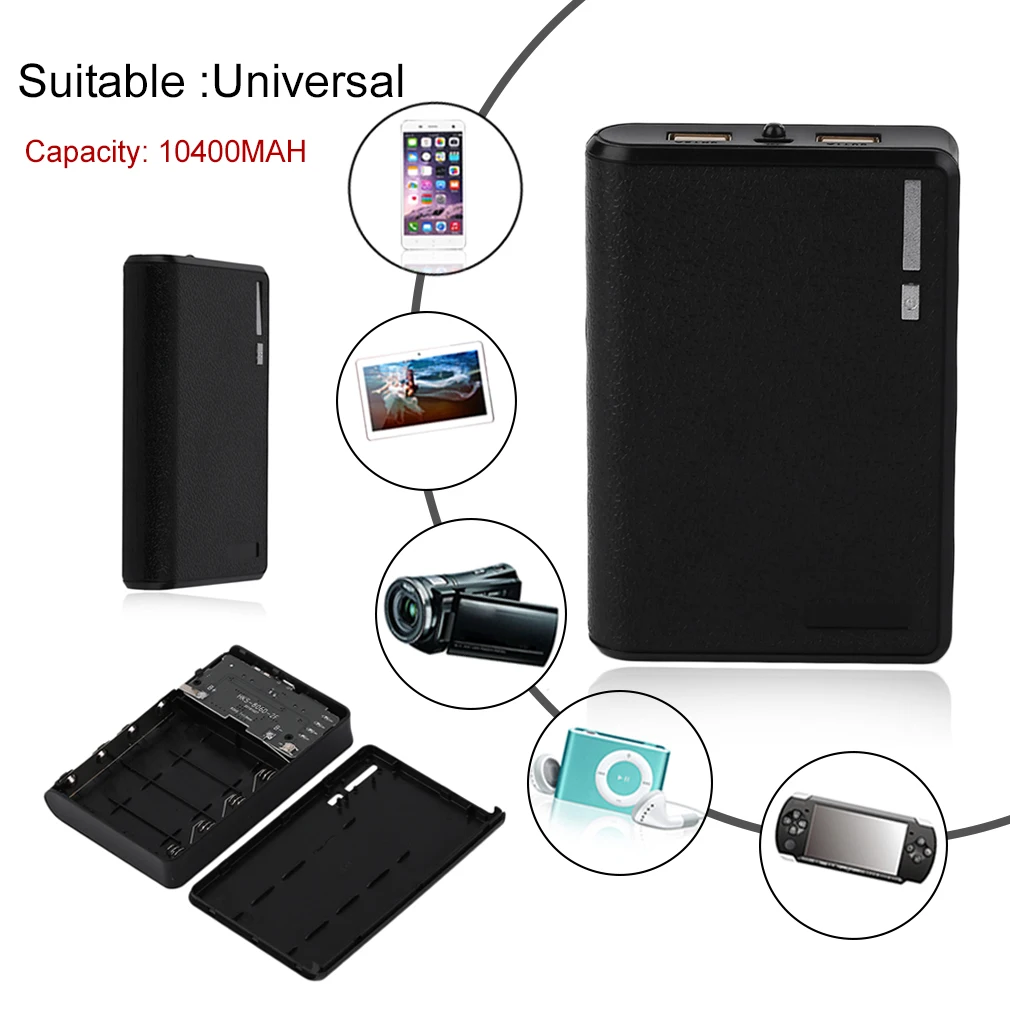 เปลือกแบบพกพาความจุขนาดใหญ่10400มิลลิแอมป์4x18650แบตเตอรี่แบตเตอรี่สำรองภายนอกชาร์จแบตเตอรี่โทรศัพท์มือถือเปลือกหอย
