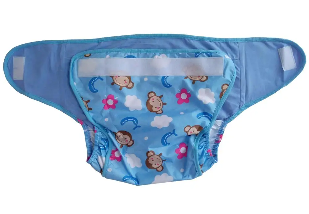 Waterproof adult printed monkey cloth pant with padding /ABDL cloth diaper with paddng inside /washable adult trainning pant