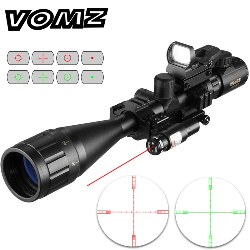 Jacht 6-24x50 AOEG Afstandsmeter Richtkijker Met Holografische 4 Richtkruis Zicht Red Dot Groene Laser Combo Riflescope Ar15