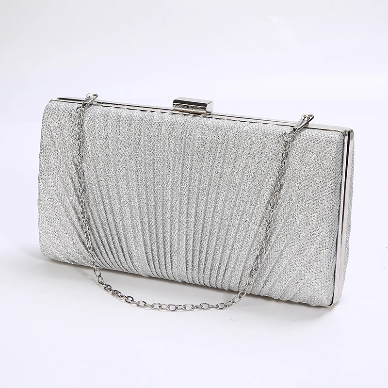 Women\'s Evening Clutch Bag Sequin Silver Gold Clutch Purse Wedding Party Handbag Luxury Women Bag with Two Chains bolso ZD1531