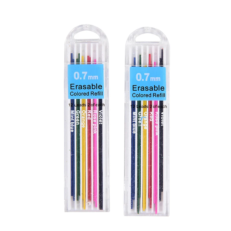 1 Box 0.7mm Color Mechanical Pencil Refill Lead Erasable Student Stationery Refill Practical Pen Stand Fixed Mechanical Refill