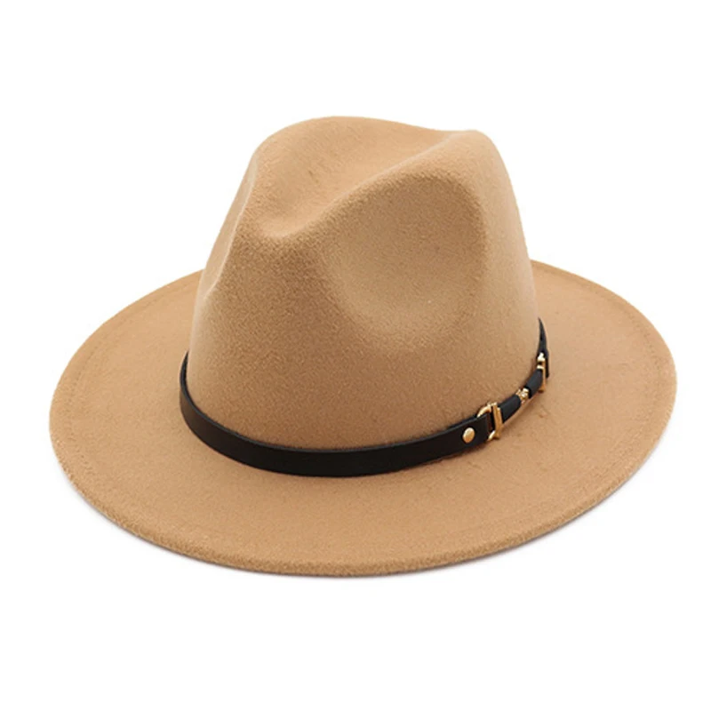 

Winter Fashion Wool Fedora Hat For Women Chapeau Black Hats For Men simple Wide Brim Autumn Female caps Fashion Top Jazz Cap