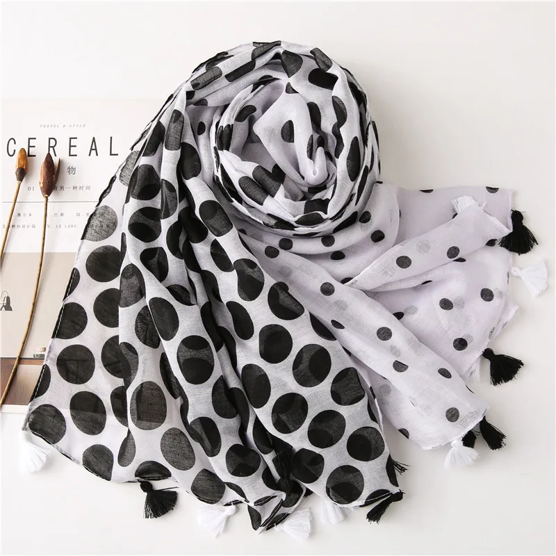 2020 hot sell Women cotton thin Scarf dot print Hijab soft Shawls and Wraps Bohemia Female Foulard  pashmina Bandana Headscarf