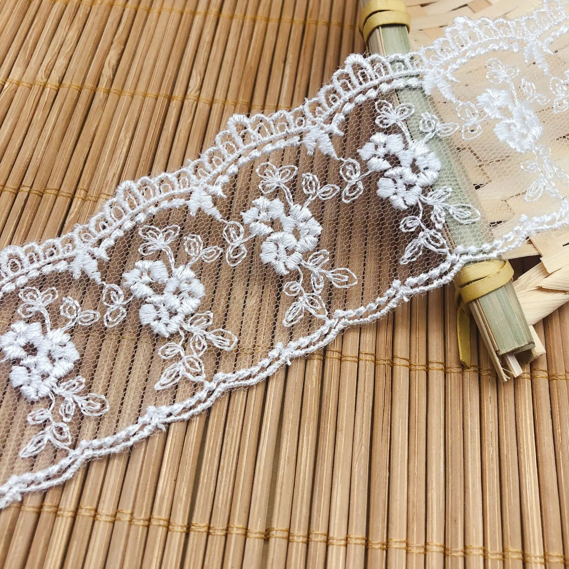 Bilateral Water-Soluble Lace Mesh Embroidery Roses Lace Fabric DIY Skirt Lolita Clothing Accessories Crafts Sewing Ribbons