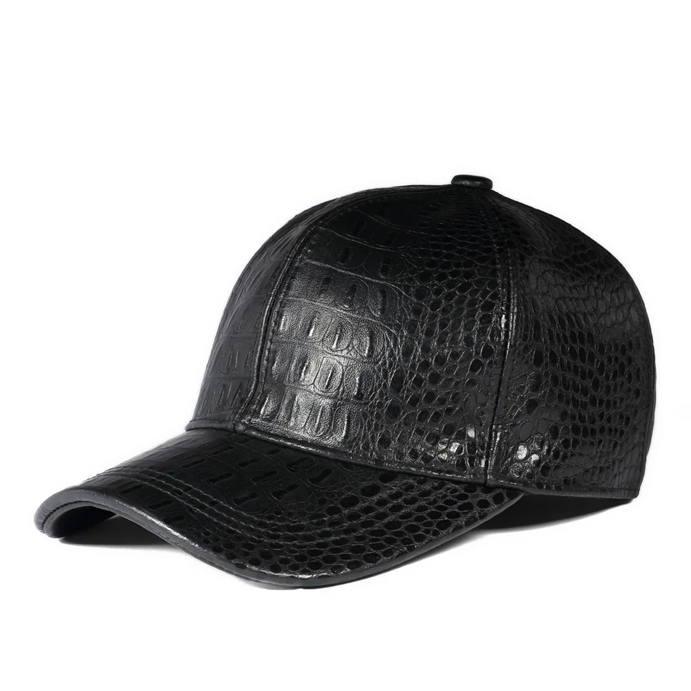 Neue Frühjahr Echtem Leder Mann Hut Männliche Ente Zunge Schafe Haut Outdoor Freizeit Baseball Caps Mode Krokodil Muster Chaepu – Detail 2