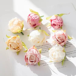 10Pcs Silk Tea Buds Roses Head Wedding Decorative Wreaths Valentine Decorations for Home Diy Gift Fake Plants Artificial Flowers