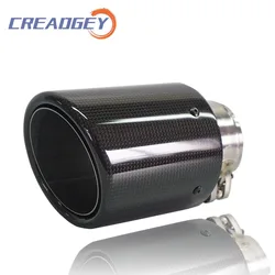 Car Styling Carbon Fibre Glossy Tail Pipe Rolling Edge Muffler Pipes Universal Stainless Mufflers End Tips Rear Exhaust System