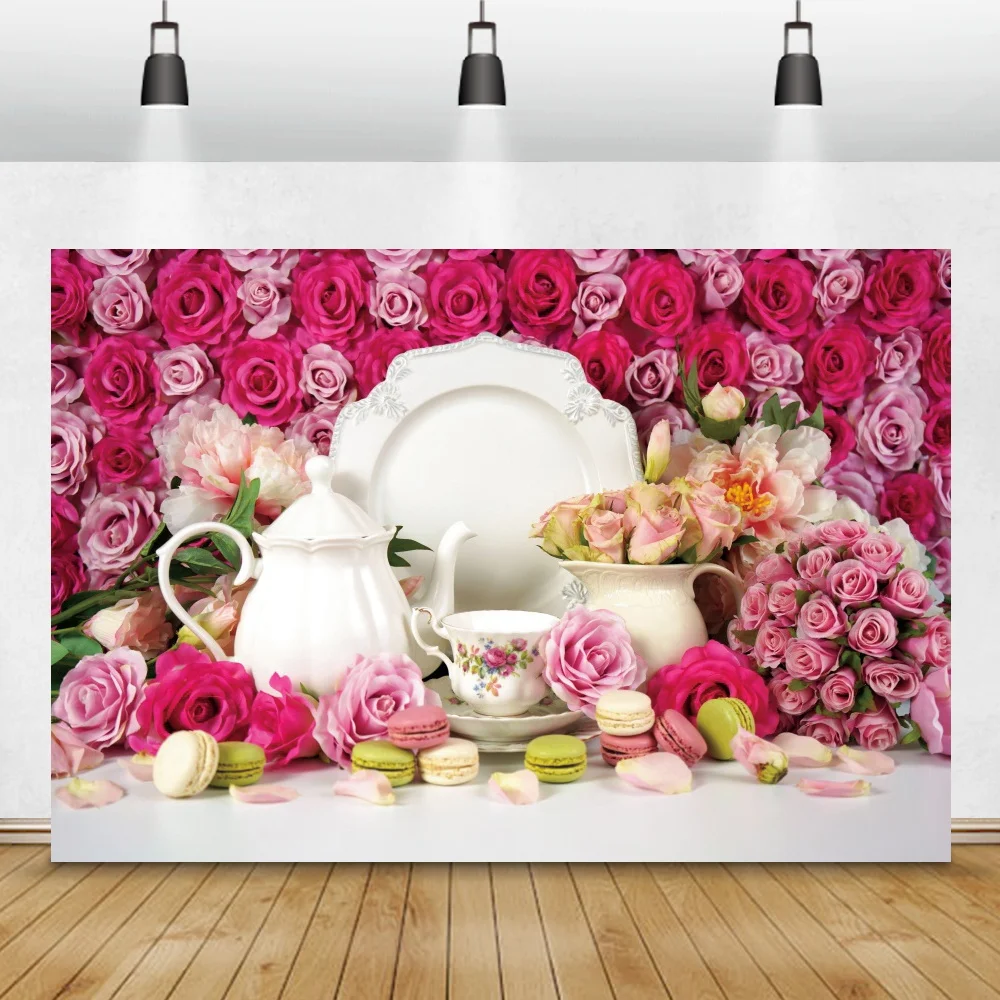 Rose Flowers Wall Valentine's Day Photography Background Wedding Family Portrait Photocall Backdrop Interior Decor Photo Studio