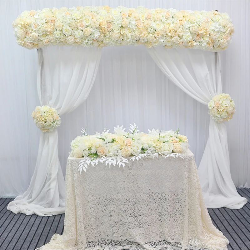 JAROWN Artificial Rose Peony Eucalyptus White Silk Flower Row Wedding Party Home Decor Table Centerpiece Flower Corner Flowers