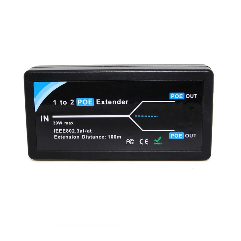 2 Port PoE Extender IEEE802.3af Poe Extender untuk Ip Port Max Extender Transmisi 120M Untuk Kamera Ip