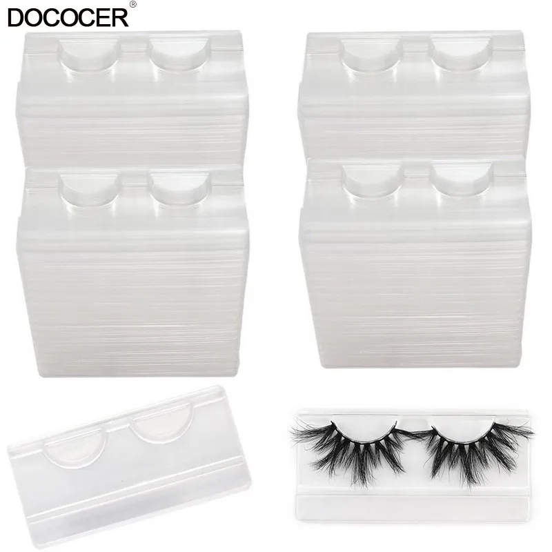 wholesale 20/100/200Pcs Clear Lash Trays Plastic Mink Transparent 8-25mm Empty Lashes Holder Eyelash Packaging Box Case Bulk