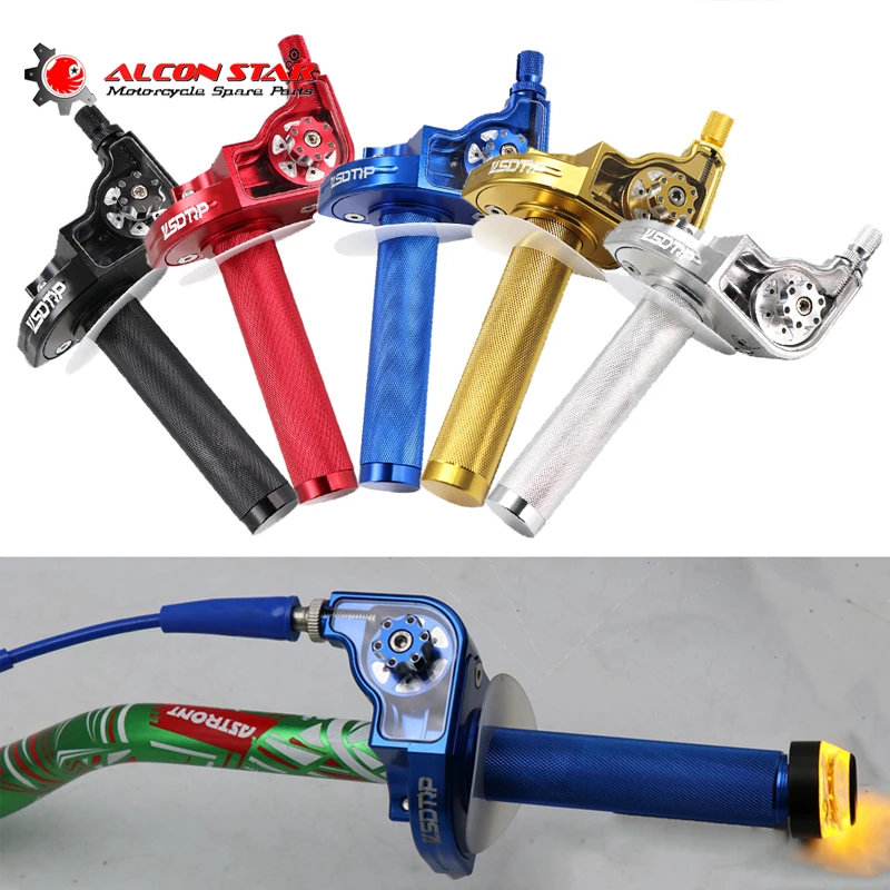 Alconstar- 6 Colors CNC Aluminum Motorcycle Throttle Grips 22mm Twist Handle Throttle Grips For Honda CRF Yamaha Kawasaki KLX