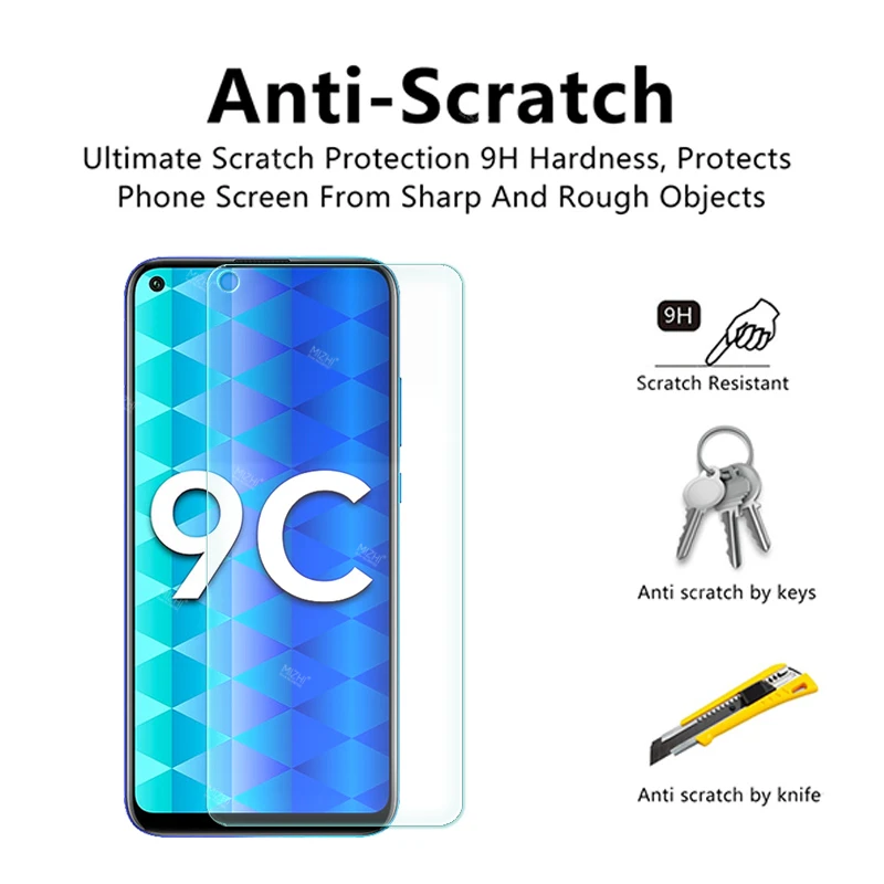 protective glass for honor 9c tempered glas screen protector film for huawei honor9c honer 9 c c9 6.39 huawey onor huwei hawei