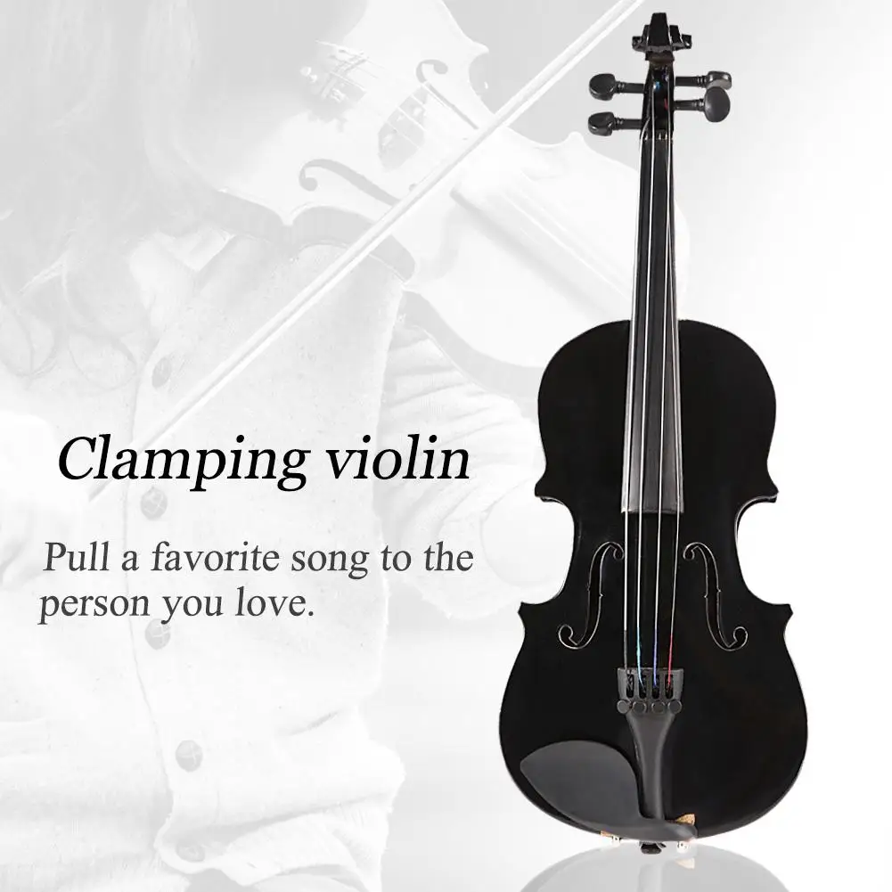 1/8 Splint Bright Acoustic Violin Fiddle with Rosin Case Bow Muffler Kits Bright Fiddle Exerciser Set for Musical Lover Student